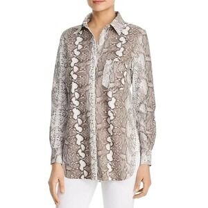 Lysse Schiffer Snake Print Long Sleeve Button Down Tunic Top Womens Size M
